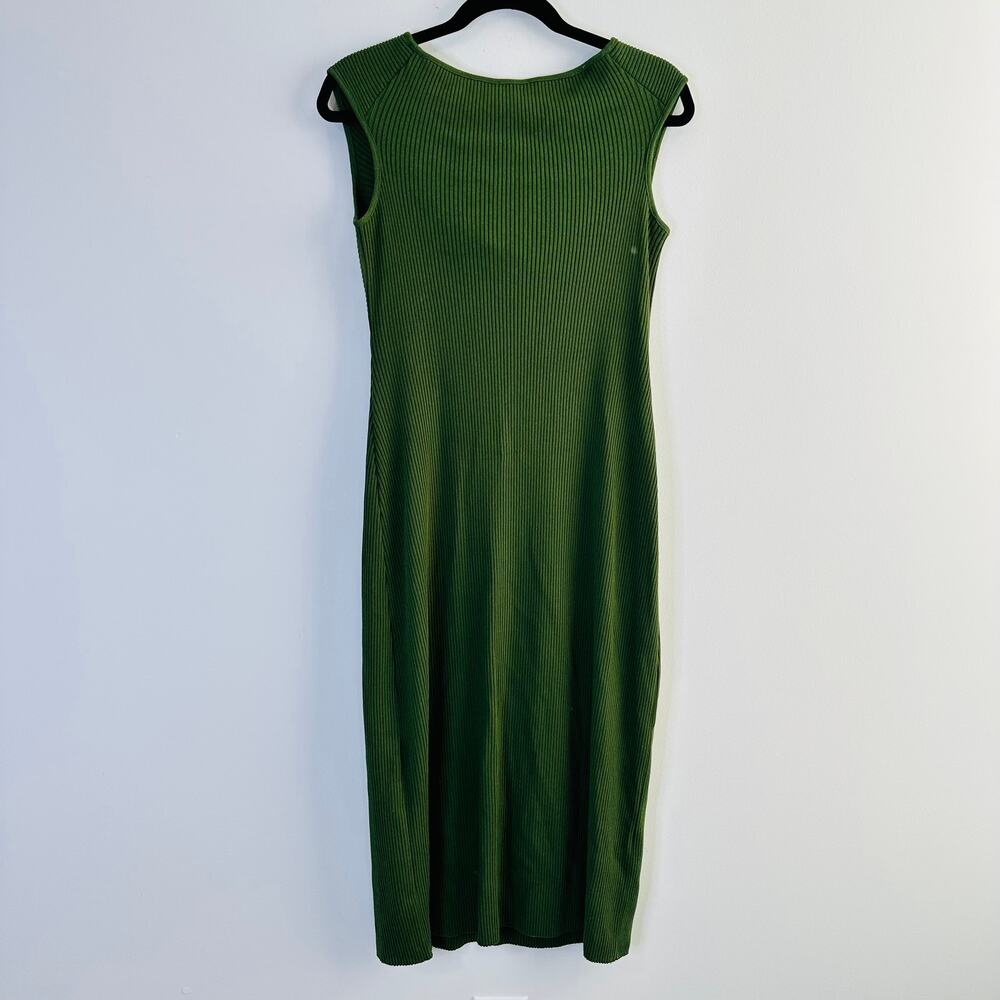 Vince  Ribbed Twist Dress In Dark Herb Green - Picture 8 of 12